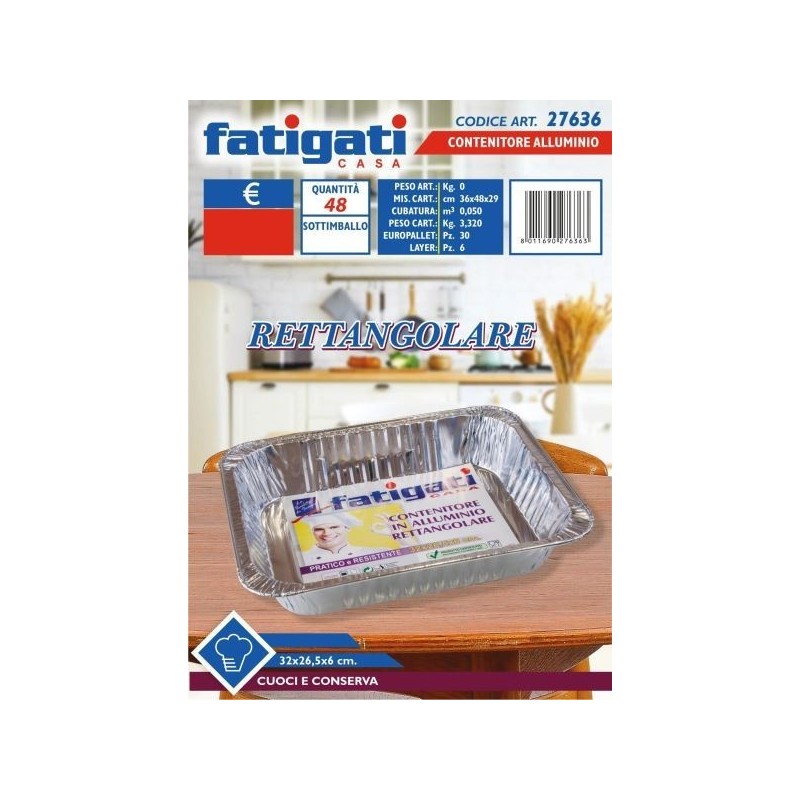 CONTENITORE ALLUMINO RETTANG.32X26,5X6