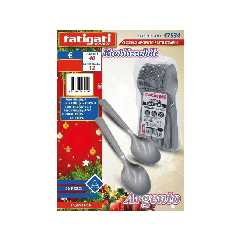 CUCCHIAI ARGENTO PLS RIUTILIZZABILI 30PZ
