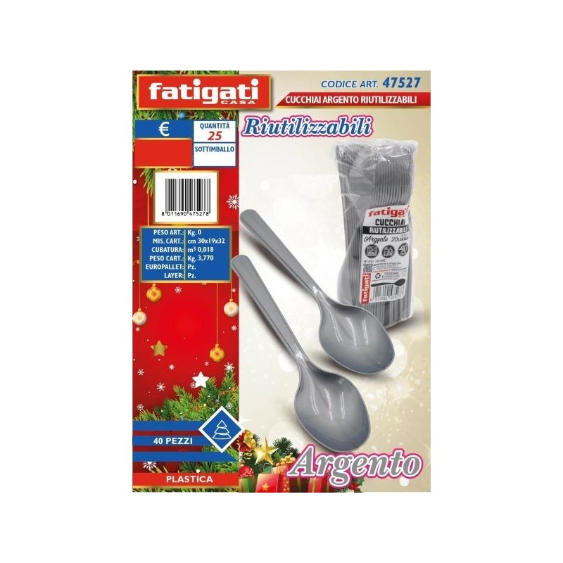 CUCCHIAI ARGENTO PLS RIUTILIZZABILI 40PZ