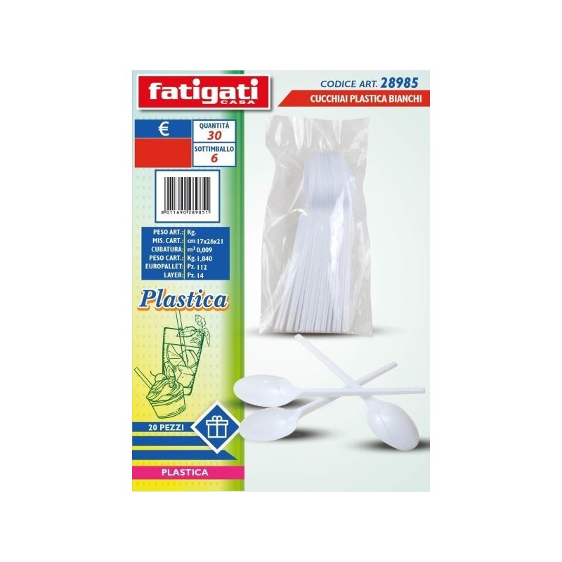 CUCCHIAI BIANCHI PLASTICA 20PZ