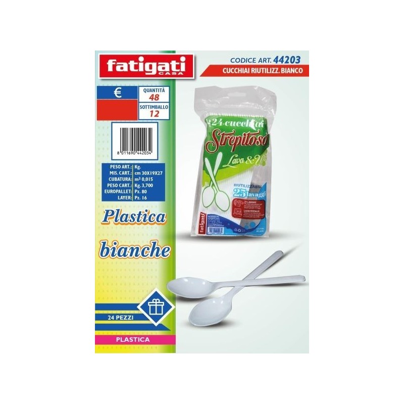 CUCCHIAI BIANCHI PLS RIUTILIZZABILI 24PZ