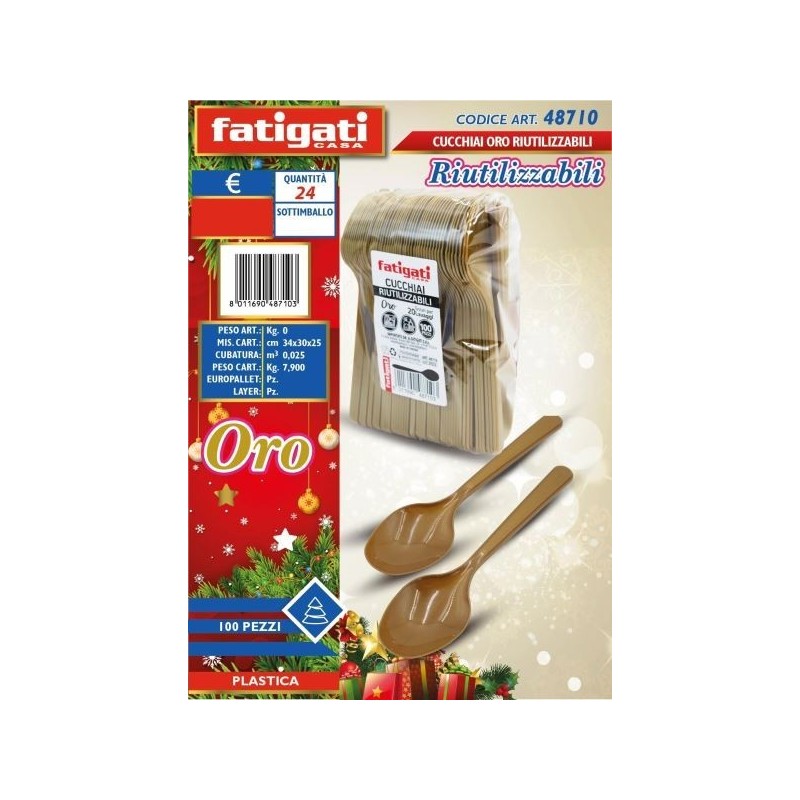 CUCCHIAI ORO PLS RIUTILIZZABILI 100PZ