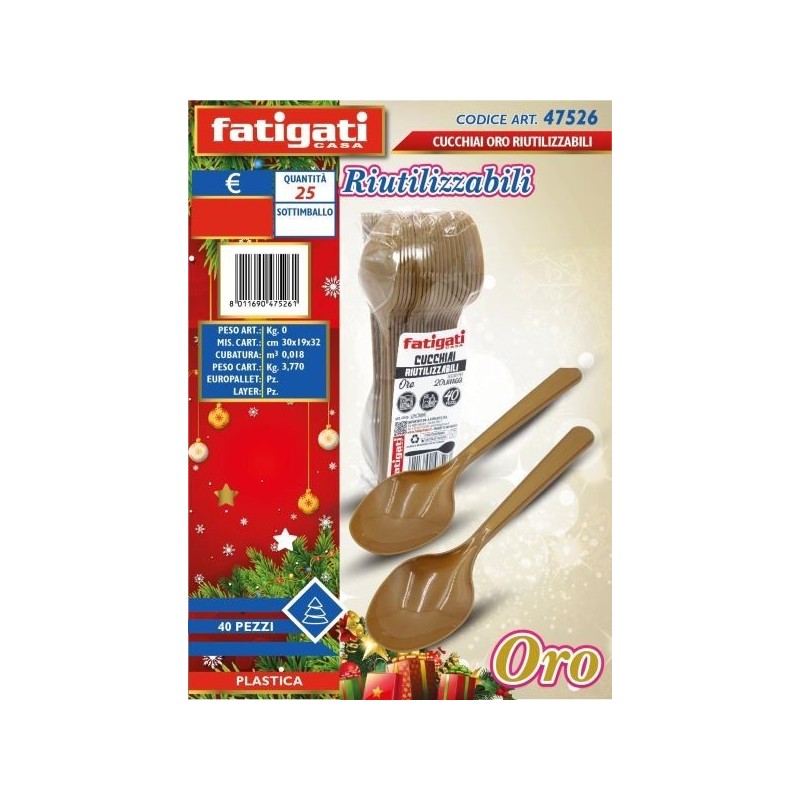 CUCCHIAI ORO PLS RIUTILIZZABILI 40PZ