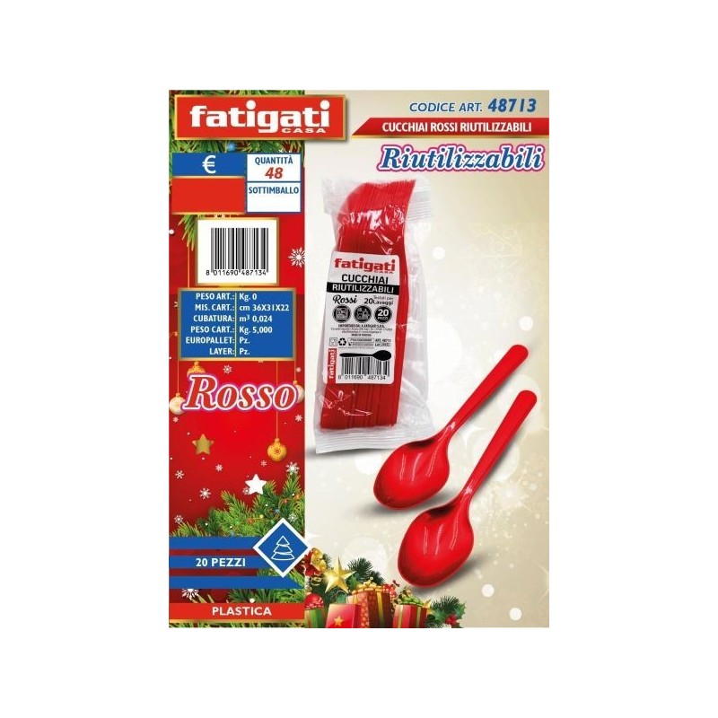 CUCCHIAI ROSSI PLS RIUTILIZZABILI 20PZ