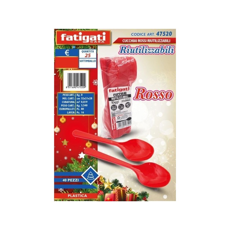 CUCCHIAI ROSSI PLS RIUTILIZZABILI 40PZ