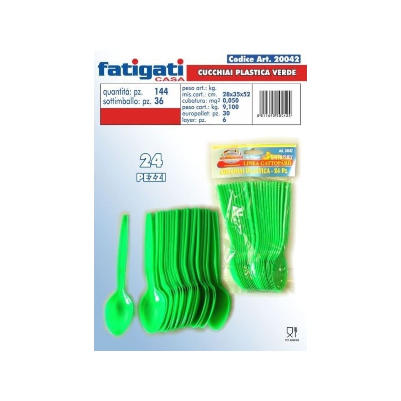 CUCCHIAI VERDE PLASTICA 24 PZ