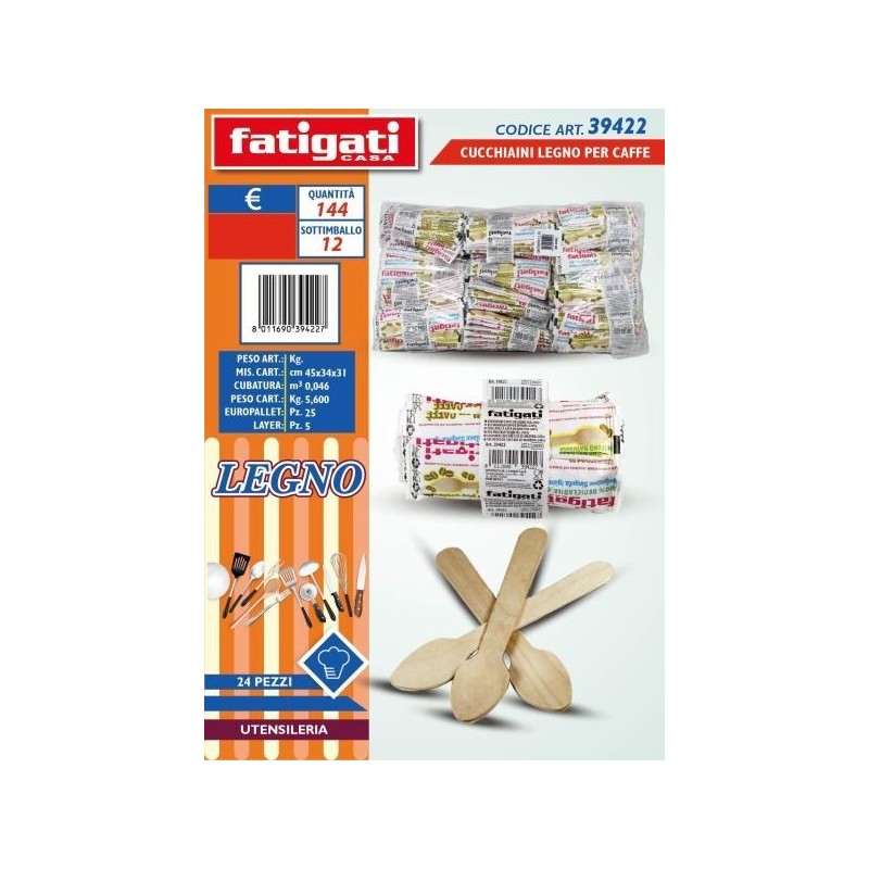 CUCCHIAINI LEGNO PER CAFFE' 24 PZ IMB.SING.