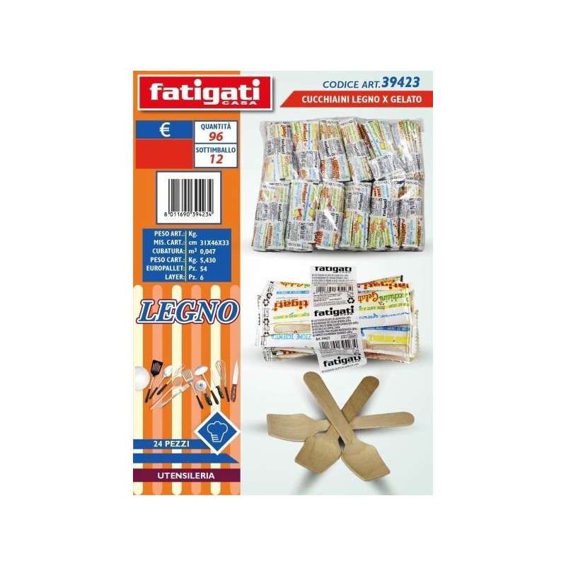 CUCCHIAINI LEGNO PER GELATO IMB.SING.