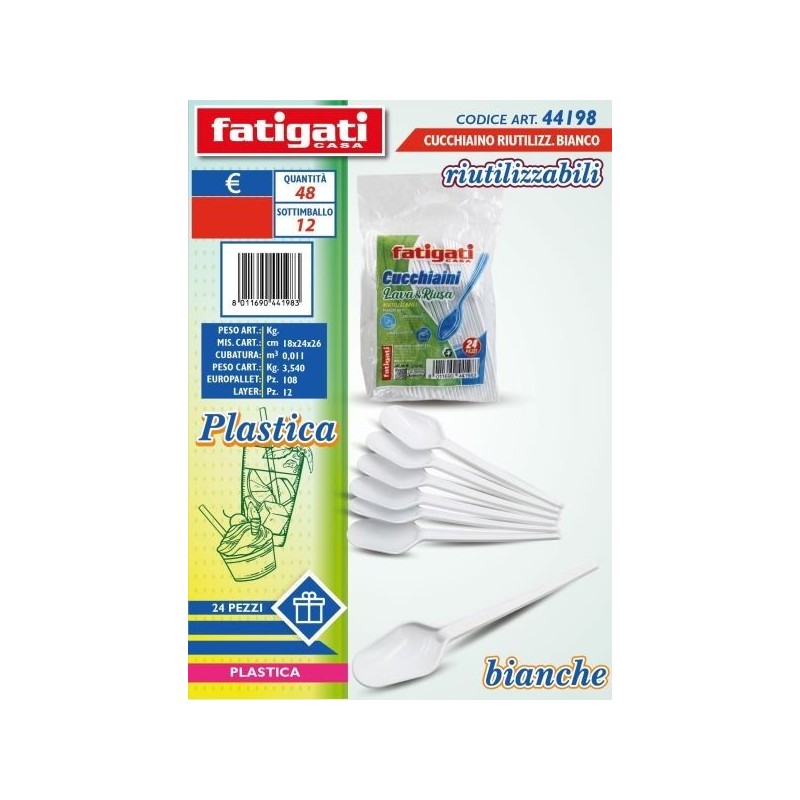 CUCCHIAINO PLASTICA RIUT.LE BIANCO 24PZ