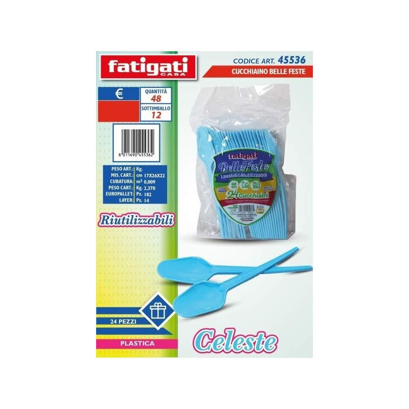 CUCCHIAINO PLASTICA RIUT.LE CELESTE 24PZ