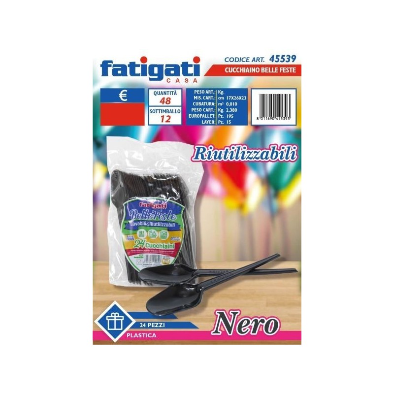 CUCCHIAINO PLASTICA RIUT.LE NERO 24 PZ