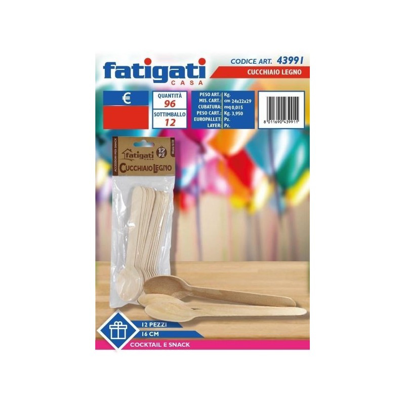 CUCCHIAIO LEGNO 16 CM 12PZ