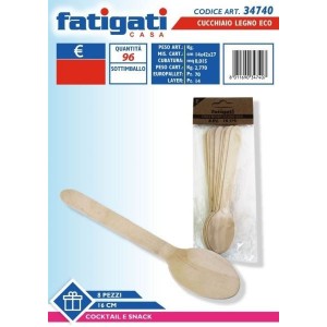 CUCCHIAIO LEGNO ECO 8 PZ 16 CM