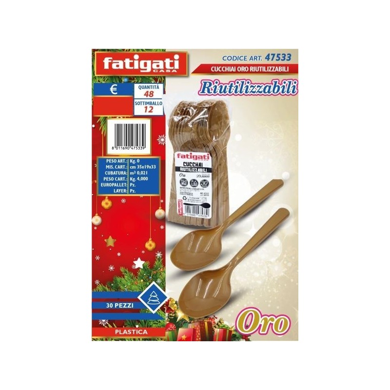CUCCHIAIO PLASTICA RIUTILIZ. ORO 30 PZ
