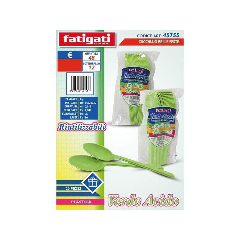 CUCCHIAIO PS RIUT. VERDE ACIDO 20 PZ