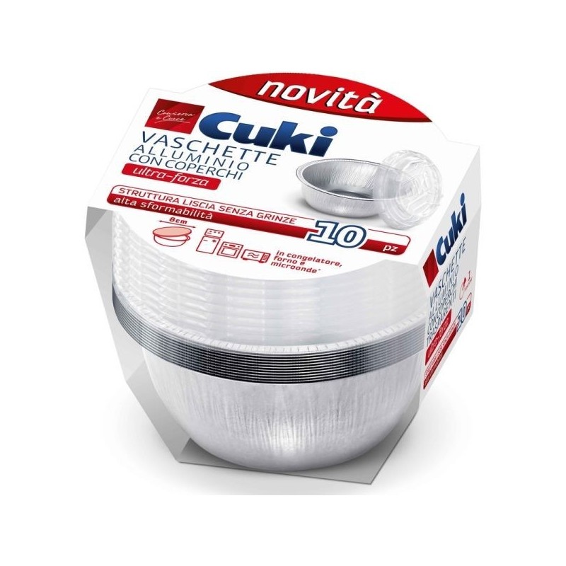CUKI VASCHETTE ALLUMINIO C/C PER SUGHI 10PZ 0,120 LT