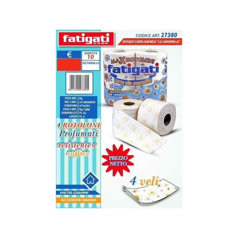 FATIGATI IGIENICA CAMOMILLA 4 ROTOLI 4V
