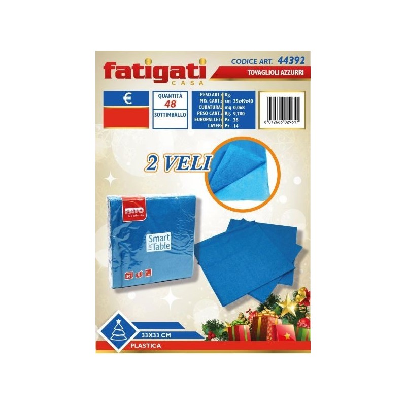 FATO TOVAGLIOLI AZZURRI 50 PZ 33X33 2V