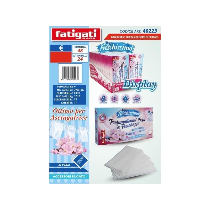 FOGLI PER ASCIUGATRICE FRESC. CILIEGIO 25PZ