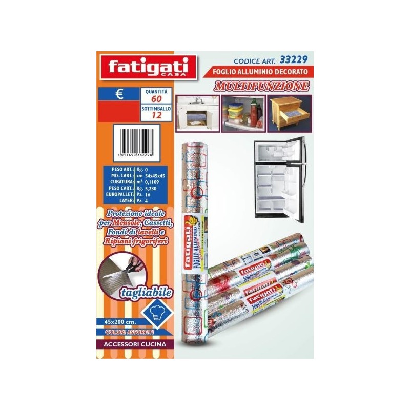 FOGLIO ALLUMINIO MULTIFUNZIONE 45X200 DECOR.