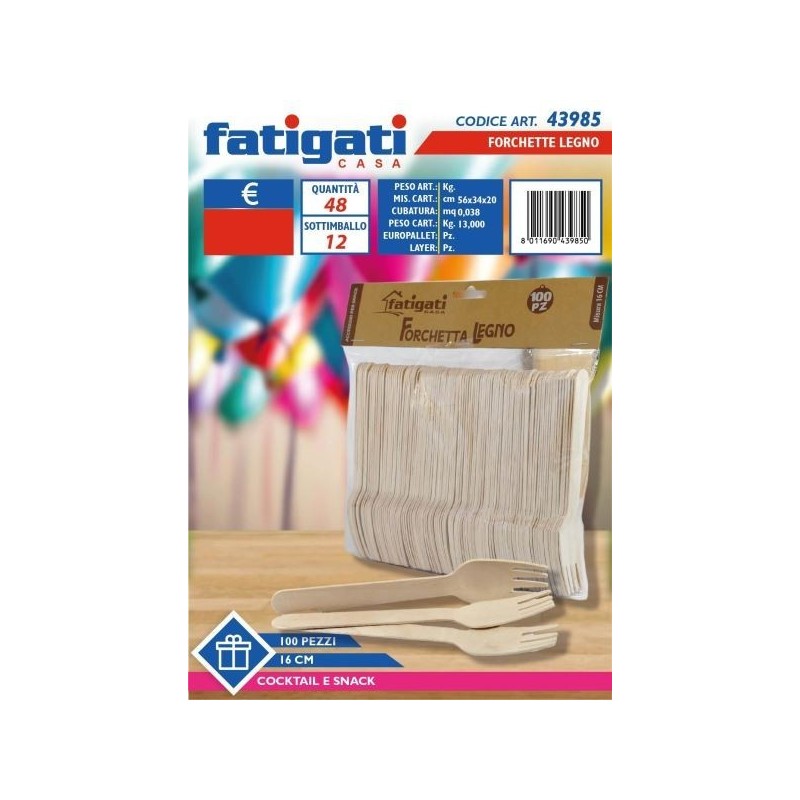 FORCHETTA LEGNO 16 CM 100 PZ
