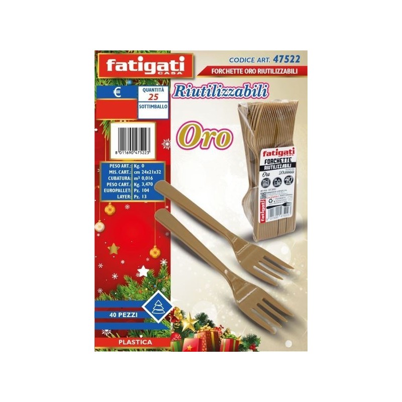 FORCHETTE ORO PLS RIUTILIZZABILI 40PZ