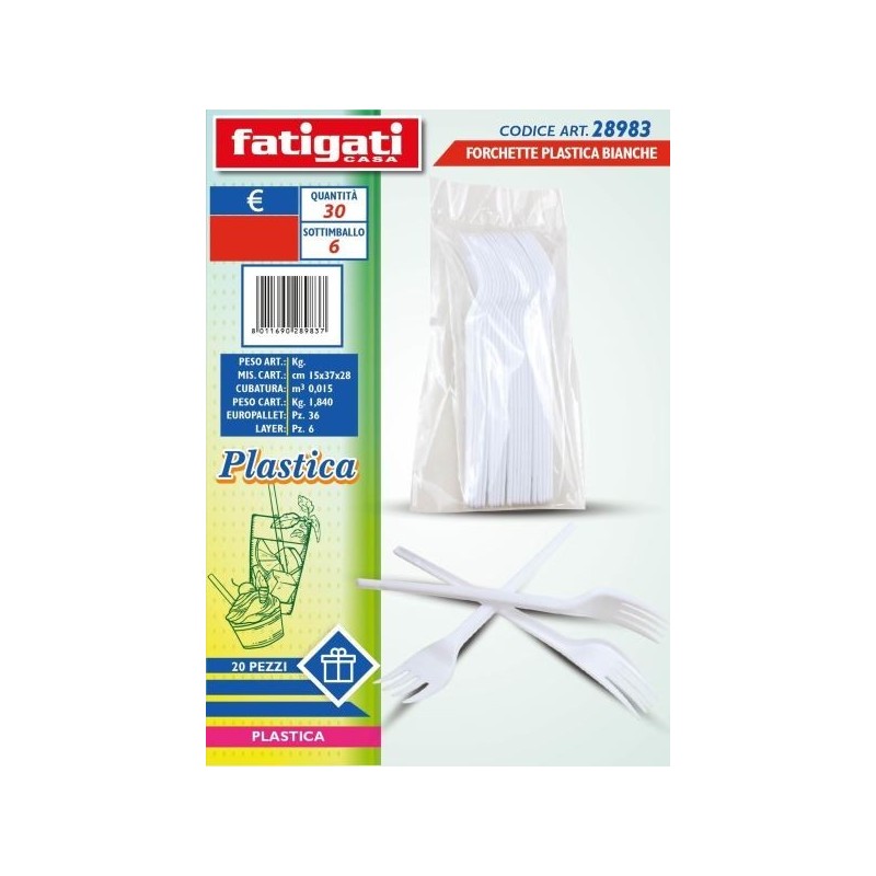 FORCHETTE PLASTICA BIANCO 20PZ