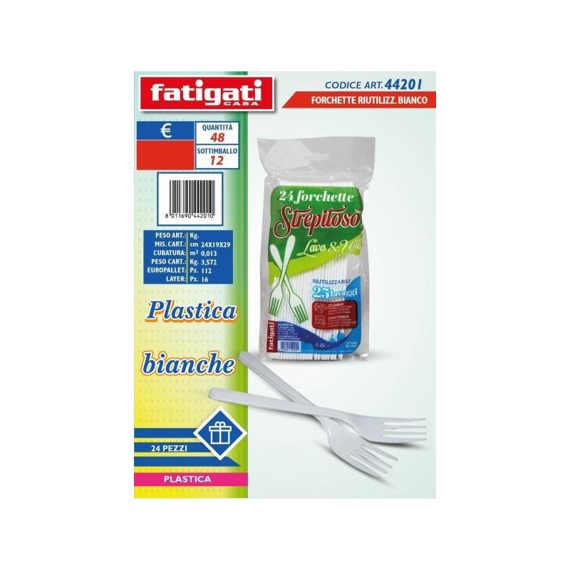 FORCHETTE PLASTICA RIUT.LI BIANCO 24PZ
