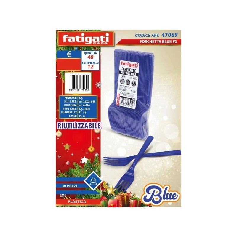 FORCHETTE PLASTICA RIUT.LI BLU 30PZ