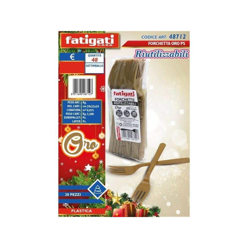 FORCHETTE PLASTICA RIUT.LI ORO 20PZ