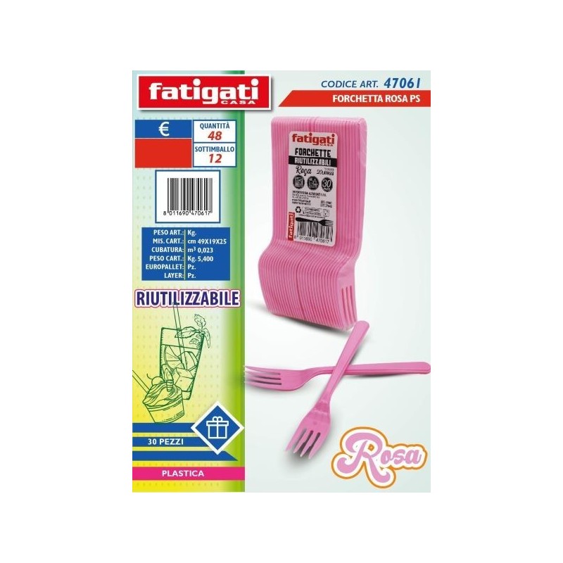 FORCHETTE PLASTICA RIUT.LI ROSA 30PZ