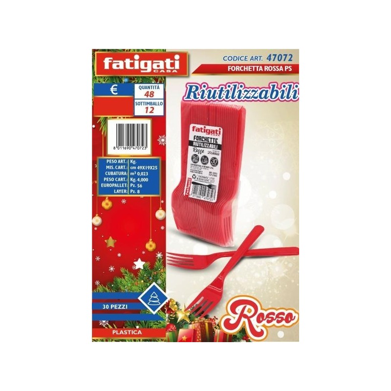 FORCHETTE PLASTICA RIUT.LI ROSSO 30PZ