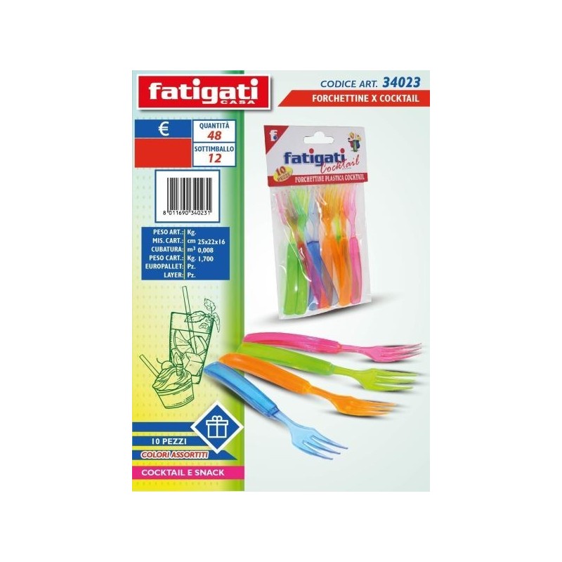 FORCHETTINE COCKTAIL COLORATE 10PZ 34023
