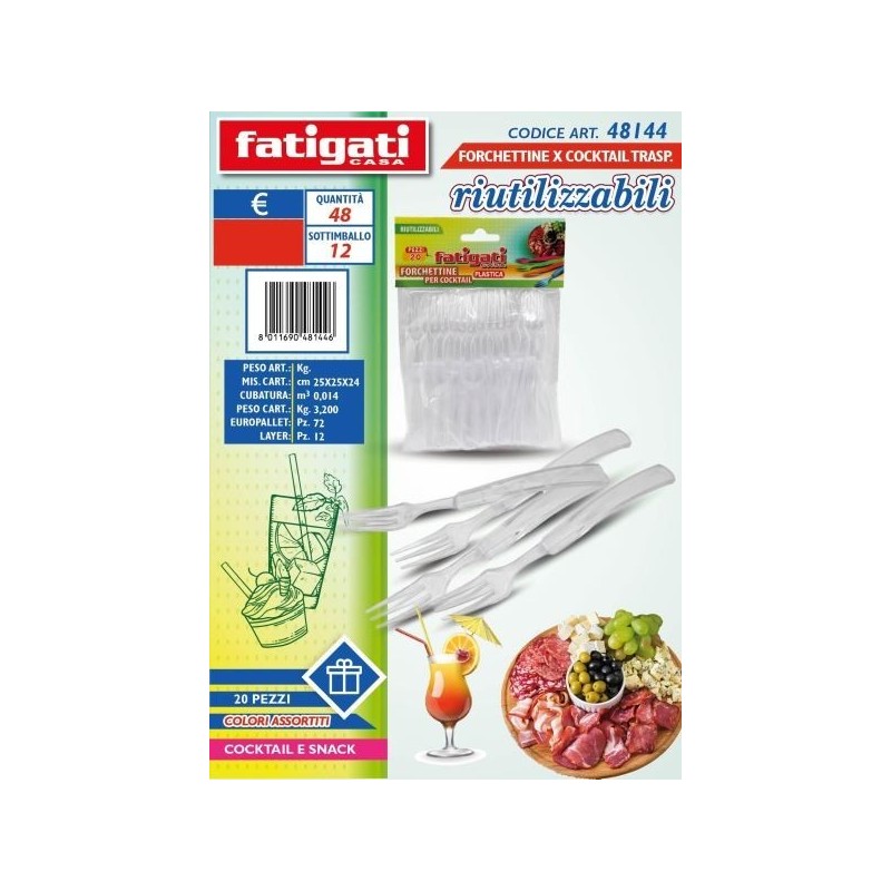 FORCHETTINE PER COCKTAIL RIUTILIZ. 20PZ