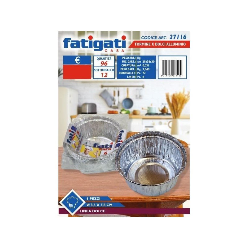 FORMINE DOLCE ALLUMINIO D8,5X3,8 6PZ