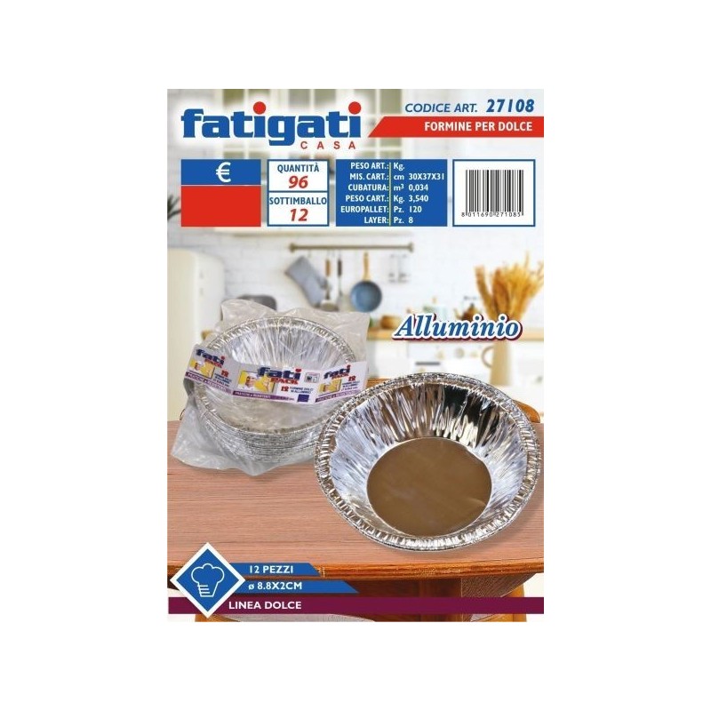 FORMINE DOLCE ALLUMINIO D8,8X2 12PZ