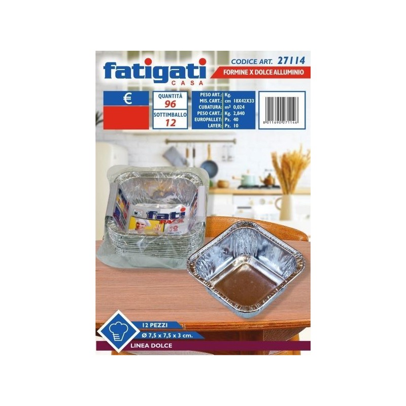 FORMINE DOLCE ALLUMINO 7,5X7,5X3 12PZ