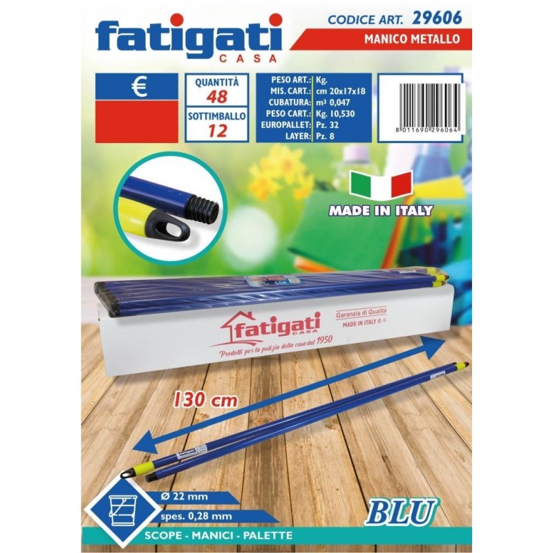 MANICO SCOPA METALLO 130 BLU 29606 FATIGATI
