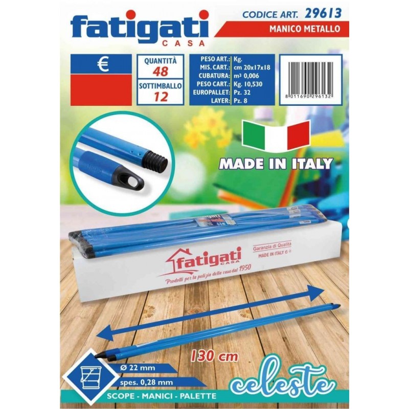 MANICO SCOPA METALLO 130 CELESTE 29613 FATIGATI