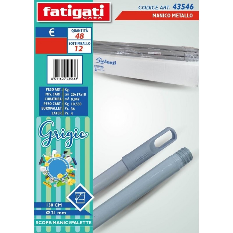 MANICO SCOPA METALLO 130 GRIGIO 43546 FATIGATI