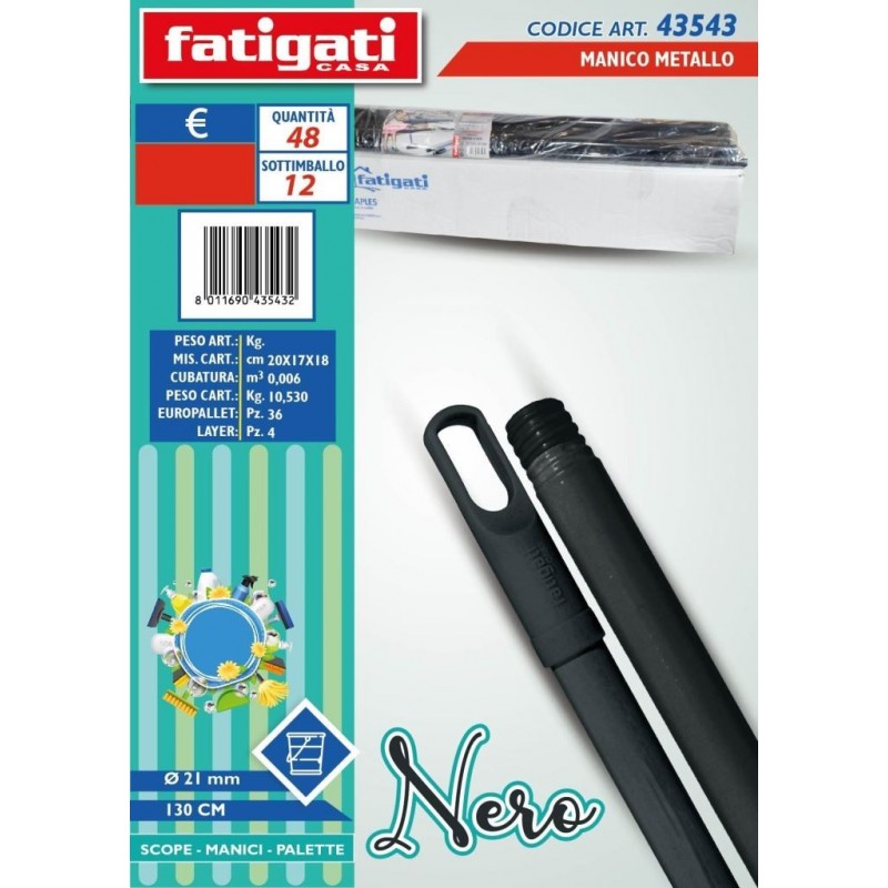 MANICO SCOPA METALLO 130 NERO 43543 FATIGATI