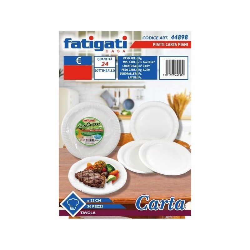 PIATTI CARTA PIANI 30 PZ D 22 CM
