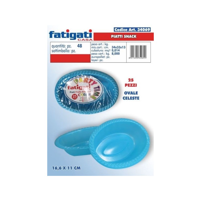 PIATTI SNACK OVALI CELESTI 25PZ 34069