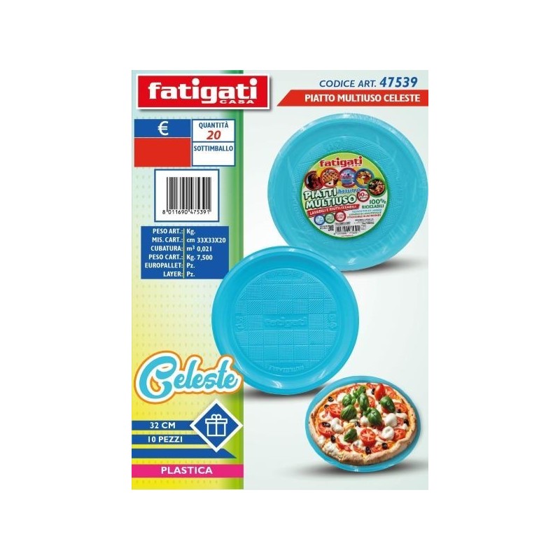 PIATTO MULTIUSO CELESTE D 32 CM 10PZ