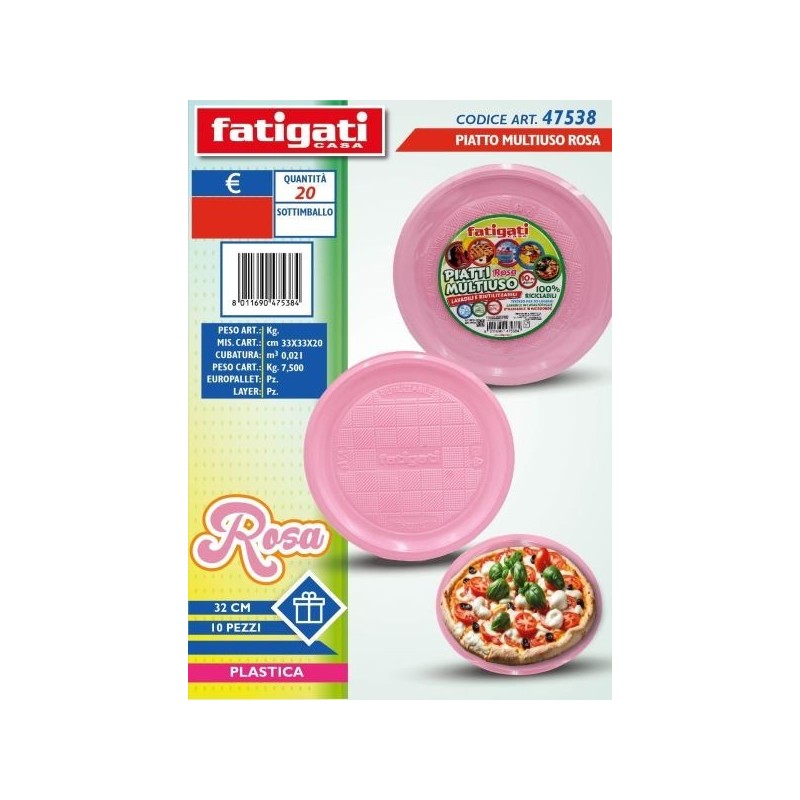 PIATTO MULTIUSO ROSA D 32CM 10PZ