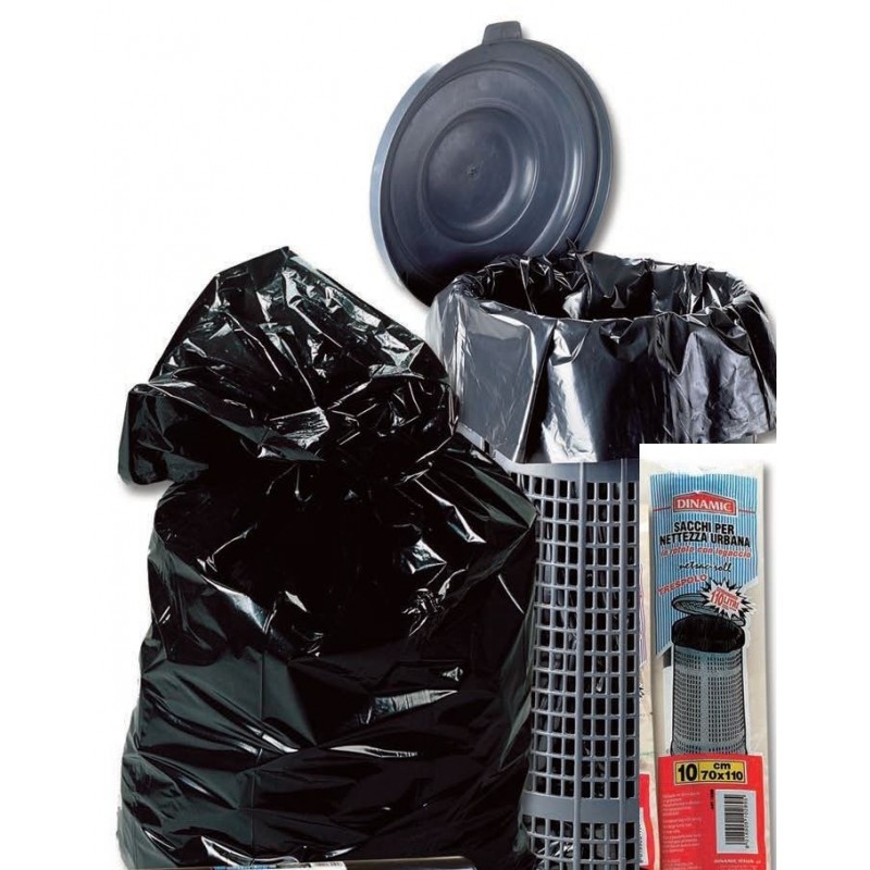 SACCO IMMONDIZIA 70x110cm 110lt 10pz NERI 10289 DINAMIK