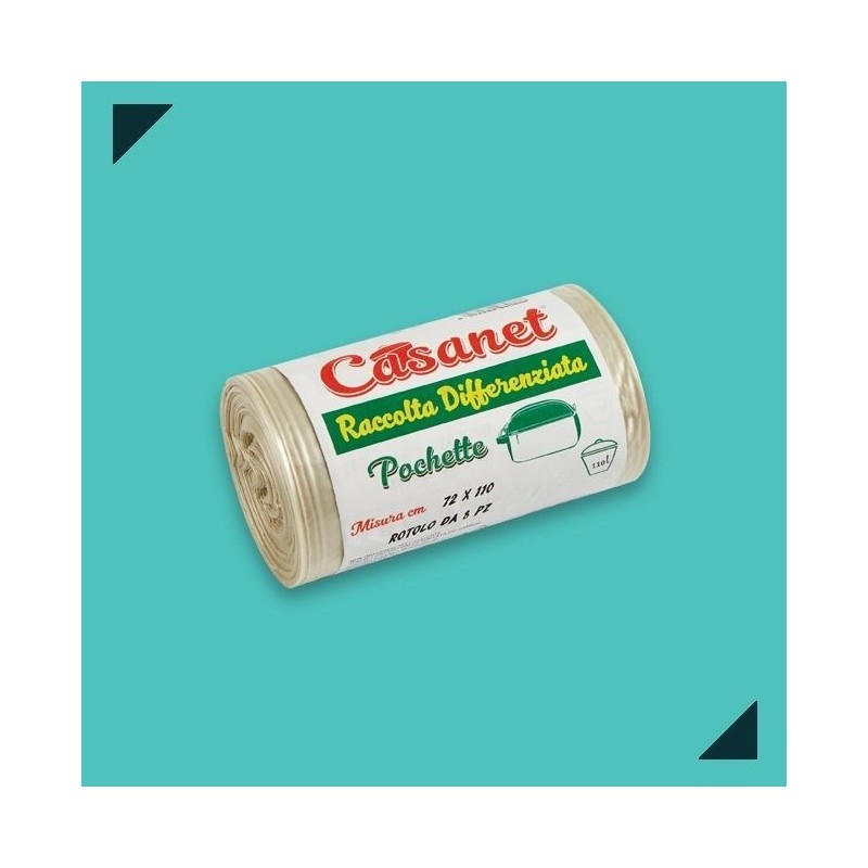 SACCO IMMONDIZIA POCHETTE 55x70cm 50lt 15pz AMBRA CAS