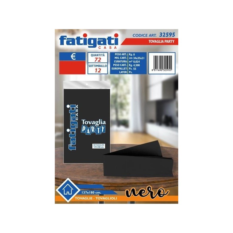 TOVAGLIA PARTY NERO 137X180 CM