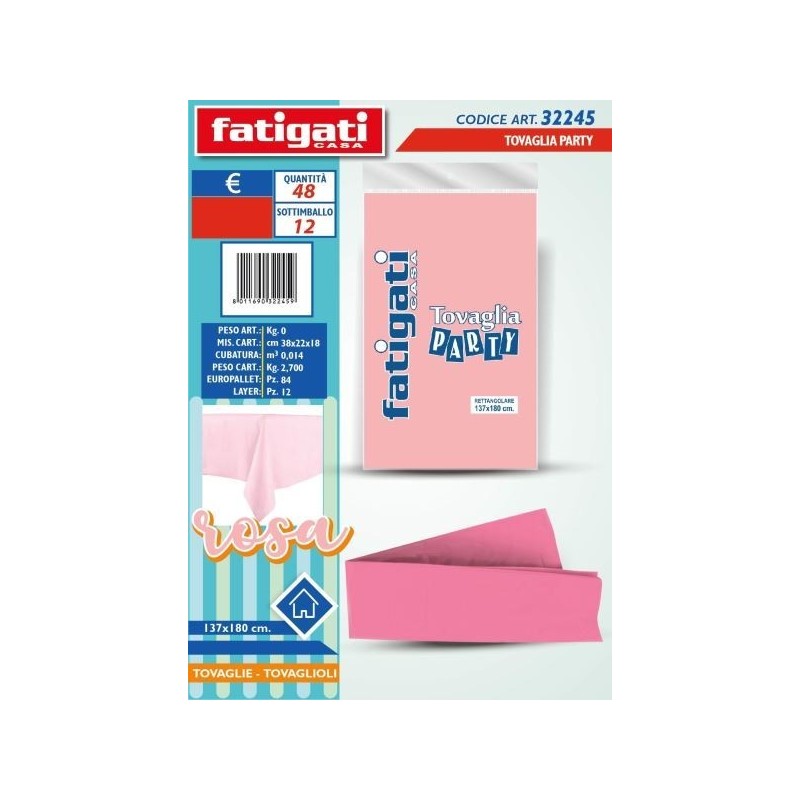 TOVAGLIA PARTY ROSA 137X180 CM