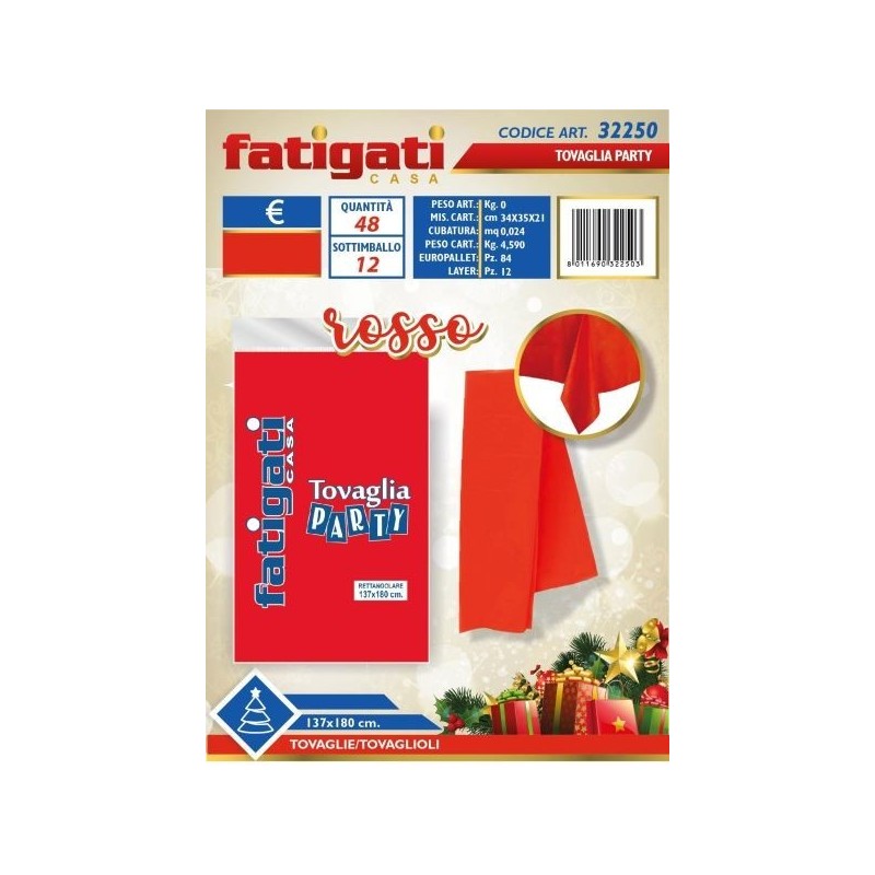 TOVAGLIA PARTY ROSSO 137X180 CM